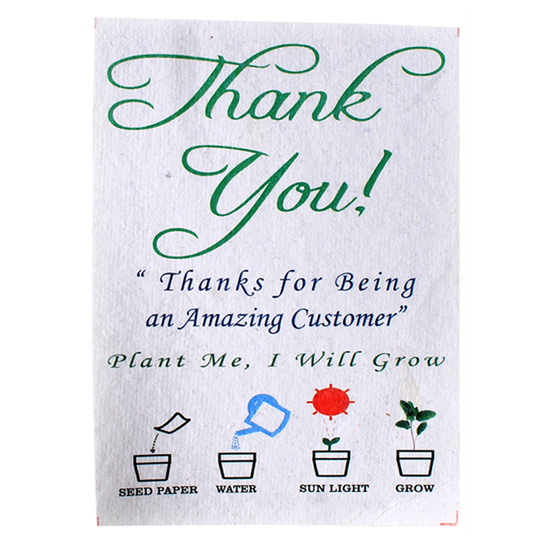 Plantable gratitude card printed on seed paper
