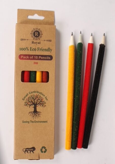 Newspaper pencils made from recycled newsprint