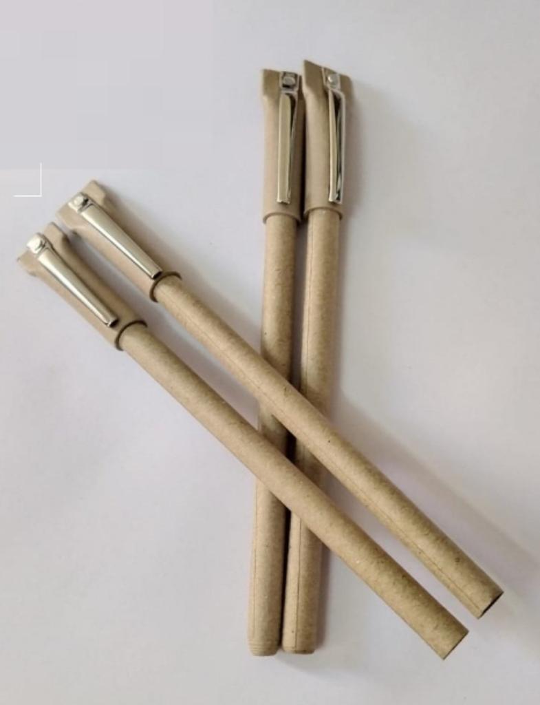 Recycled paper pens with metal clips